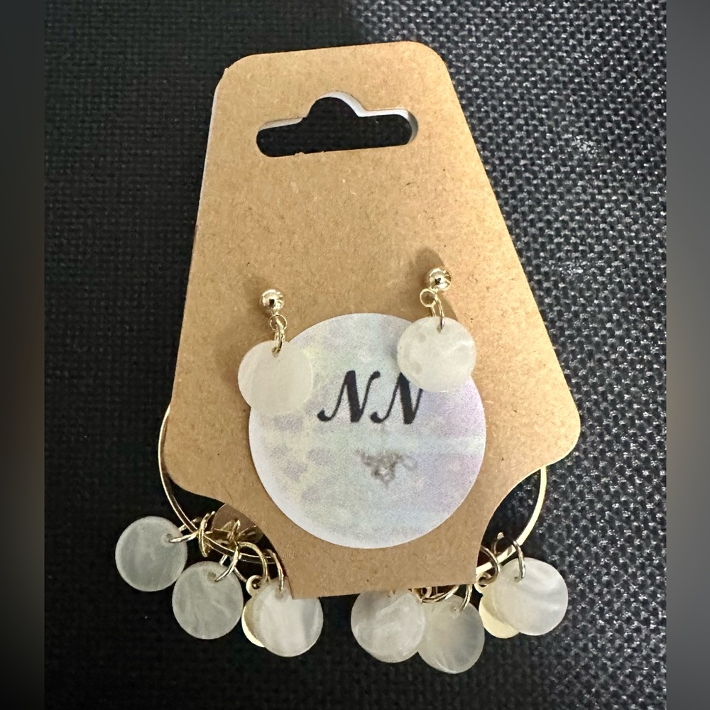 Dangling Opal Disc Earrings